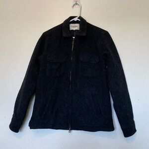 Corridor New York black grey lambswool quilt lined full front zip jacket XS